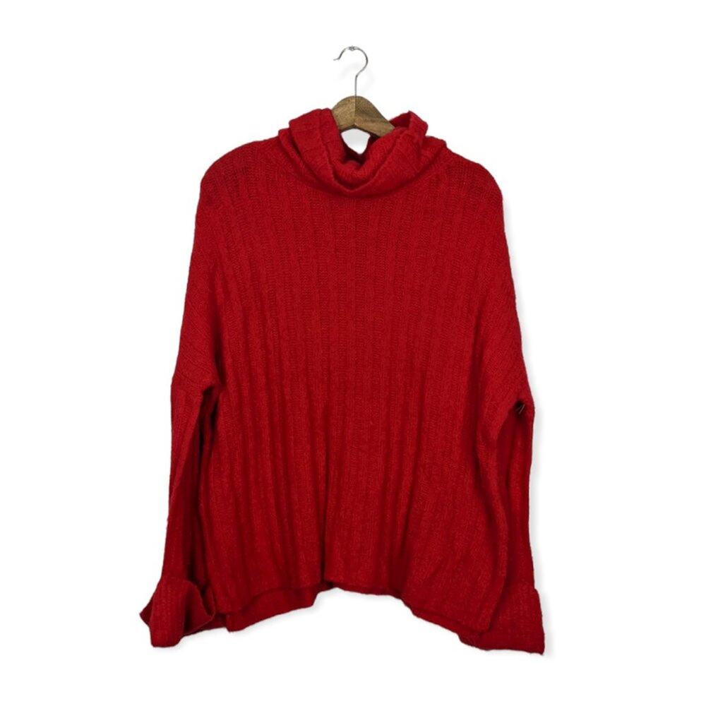 Hyfve Red Oversized Drop Shoulder Turtleneck Sweater